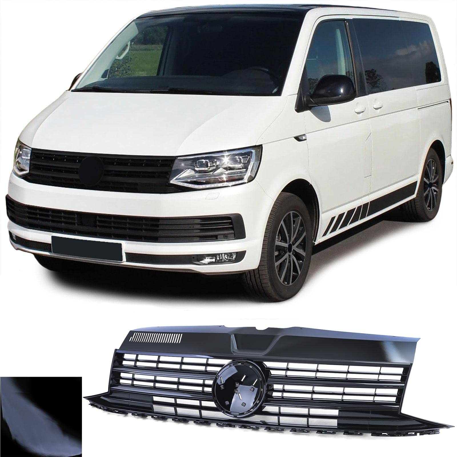 Kühlergrill Schwarz Glanz für Emblem für VW T6 Bus Transporter 15-19