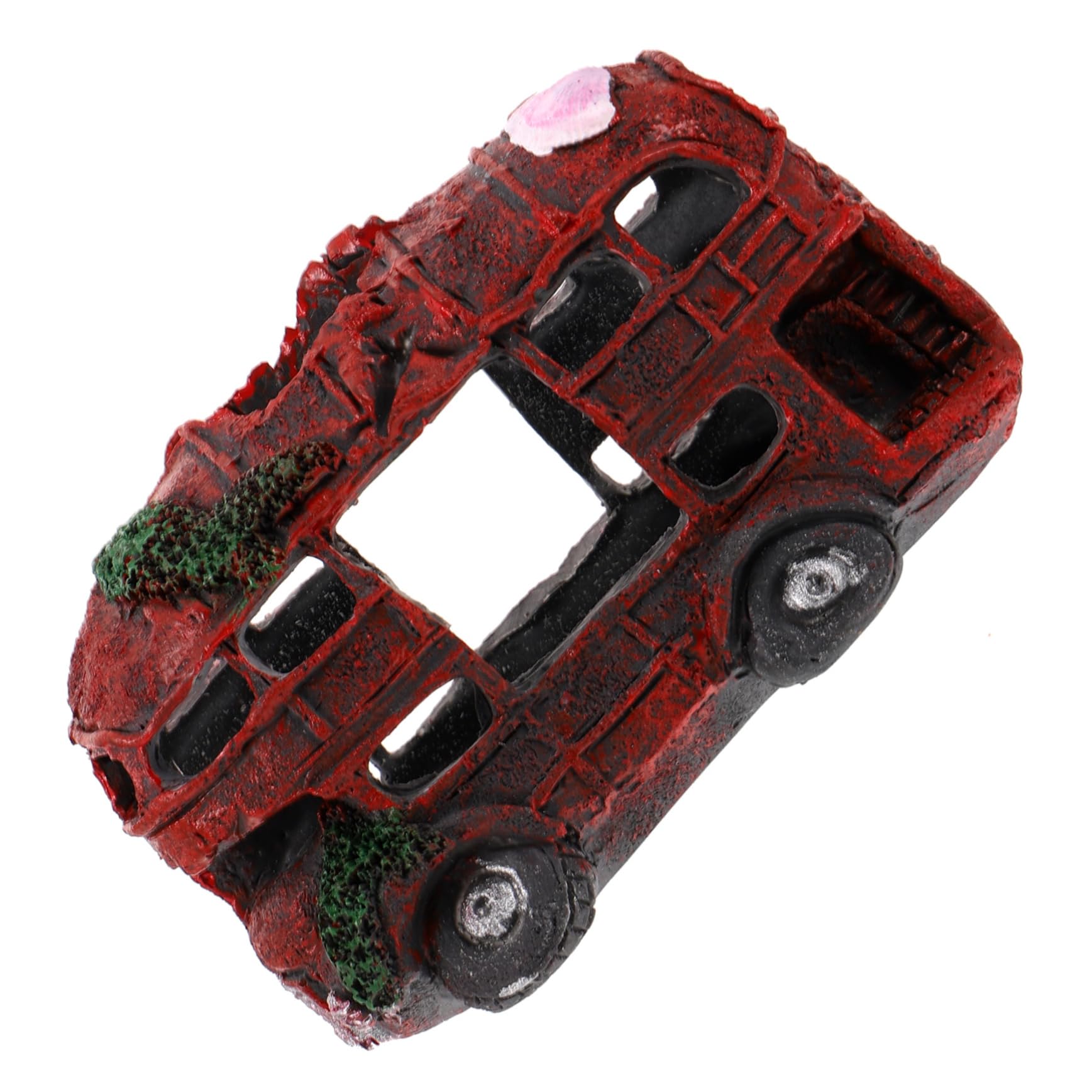FRCOLOR Aquarium Decoration Resin Old Car Wreck Ornament Fish Tank Hiding Shelter for Fish and Shrimp Vintage Bus Decor Landscaping Supplies