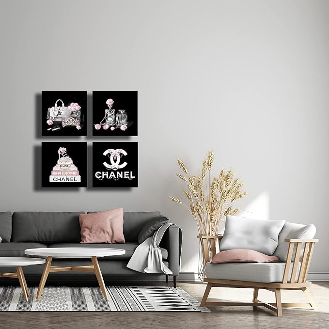 Aesthetic Black & White & Pink Wall Art Prints | Trendy Room Decor