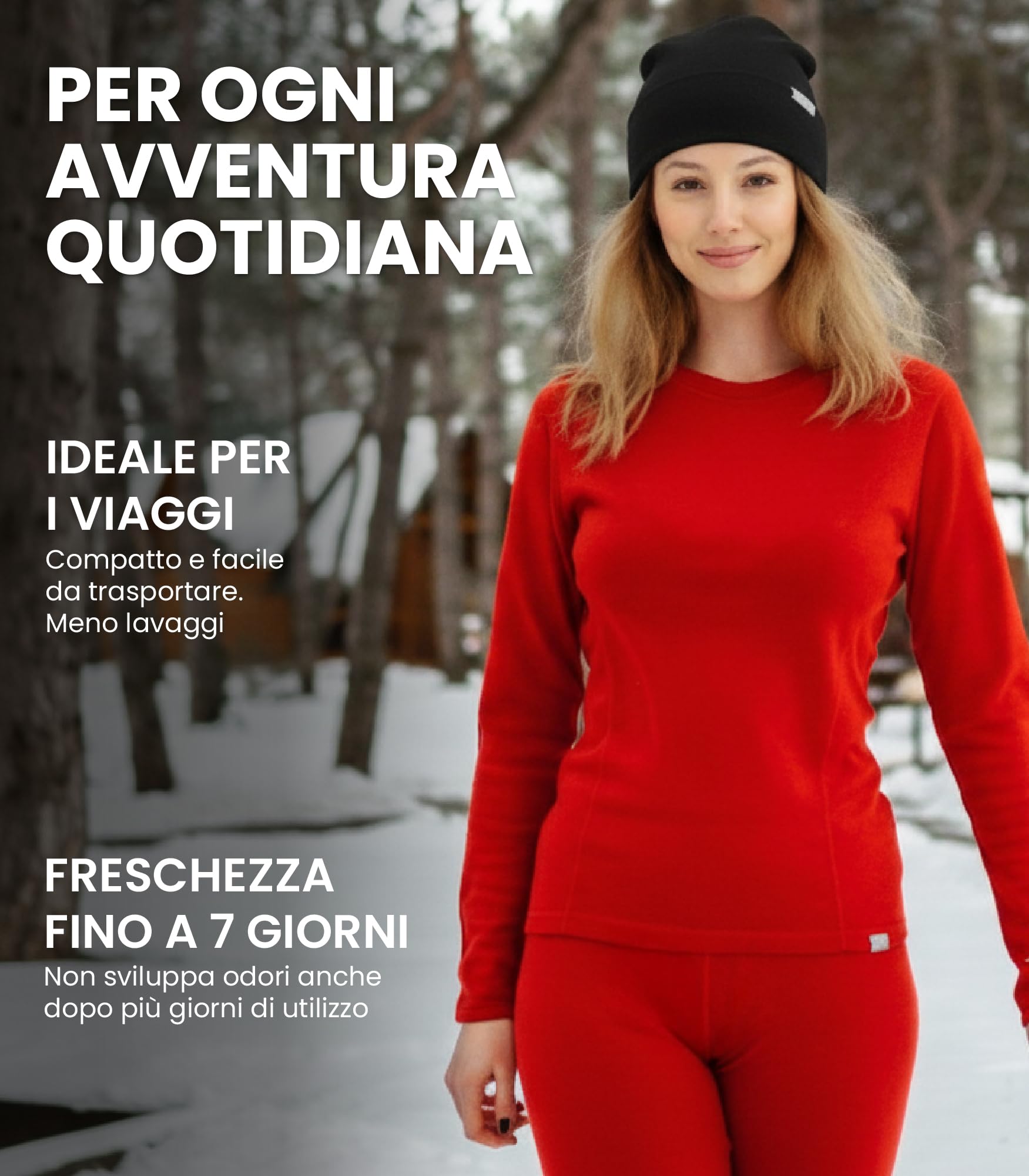 Merino.tech Completo Lana Donna Merinos + Calzini Leggero, Medio, Pesante