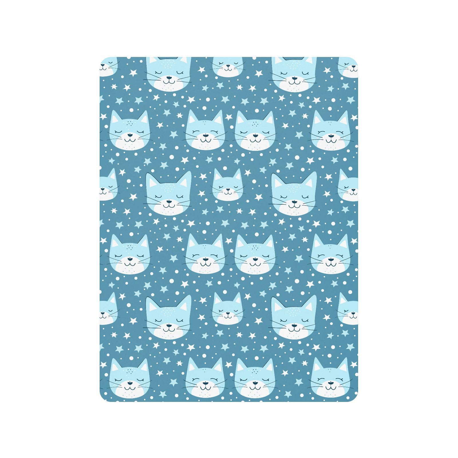 Blue Cats Stars Lenzuola per culla in cotone ultra morbido per lettino per bambini per la cameretta dei bambini, confezione da 1