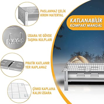 Haegs Folding Barbecue, Stainless Steel, BBQ Charcoal Barbecue, Grille, Portable portable Practical Barbecue
