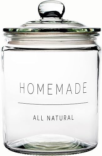 Amici Home, Stockholm - Recipiente de vidrio pequeño casero, redondo, apto para alimentos, tapa superior con junta, hermética, 36 onzas, para