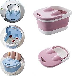 Foot Soaking Bath Tub Basin Tools Foot Spa Foldable Footbath Tub Plastic/Rubber Foldable Bucket Large Foot Soaking Tub bucket Foldable Foot Bath Tray (Pink)