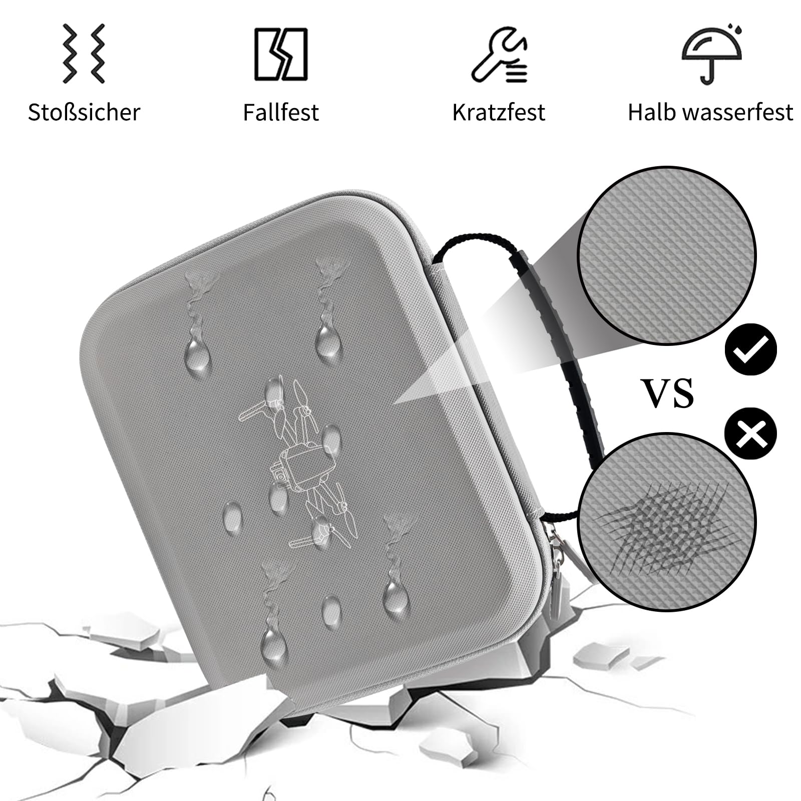 Mini Custodia per DJI 4K, Sacchetto Trasporto per Mini 2 SE, Borsa Portatile per Accessori Drone e Controller, Valigetta Compatta Impermeabile con Cintura Spalla, Grigio