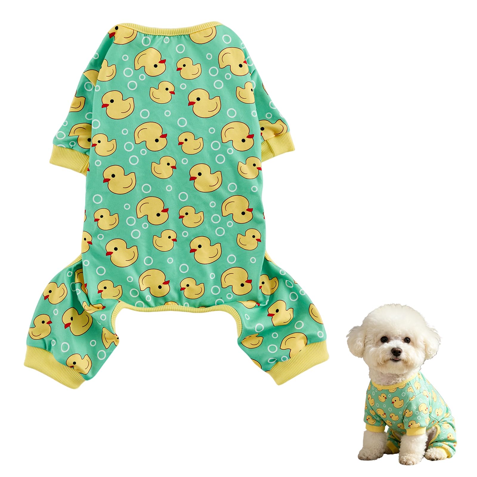 Dog Pyjamas dog clothes Cute Dog Onesie Pajamas Yellow Duck Pattern Onesie Pet pjs Clothes for Small Medium Dogs Chihuahuas Corgi Yorkshire French Bulldogs etc, Fits 18-22 Lbs (XL)
