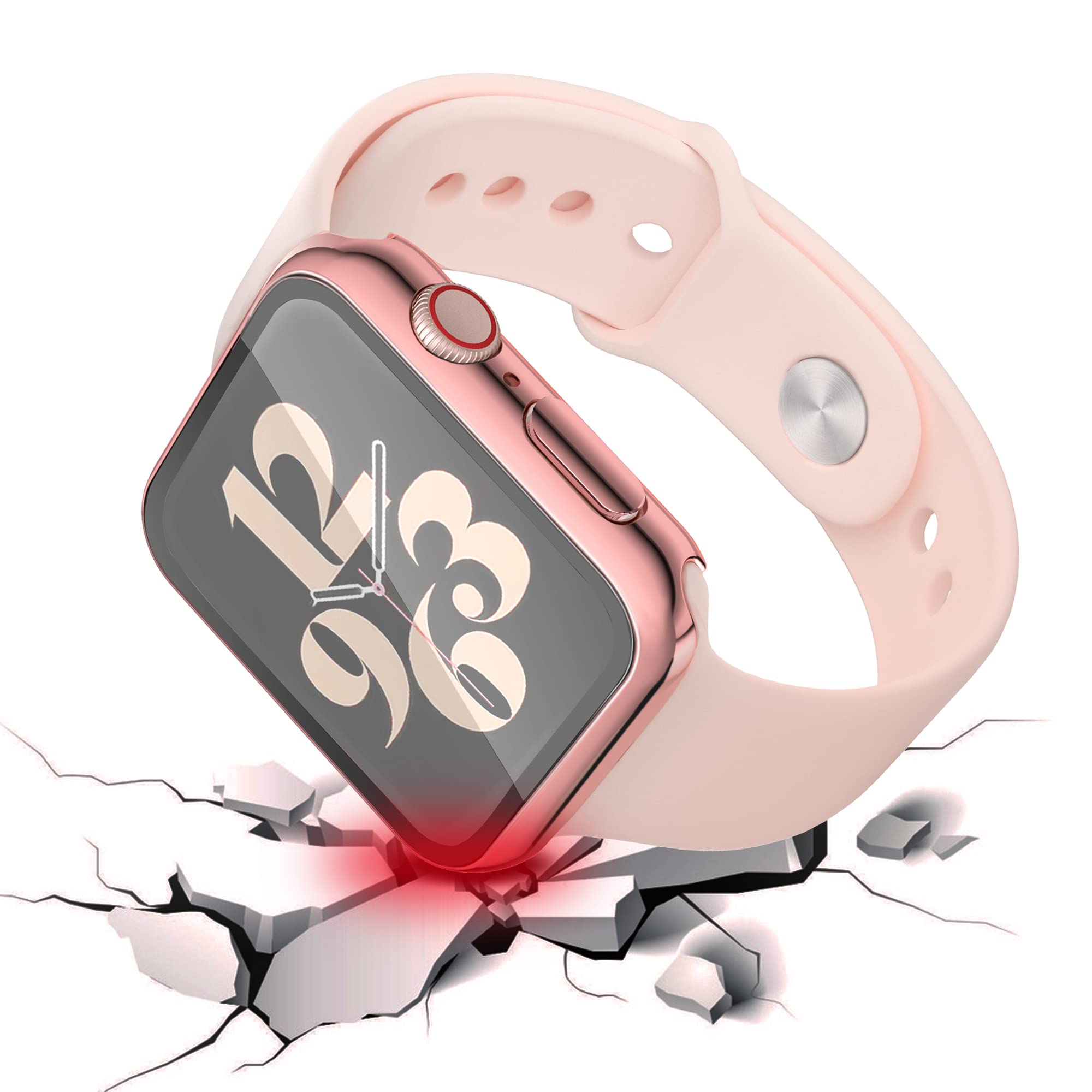 Piuellia 2 Pack Hard Case with Tempered Glass Screen Protector for Apple Watch Series 9 Series 8 Series 7 45mm - Image 3