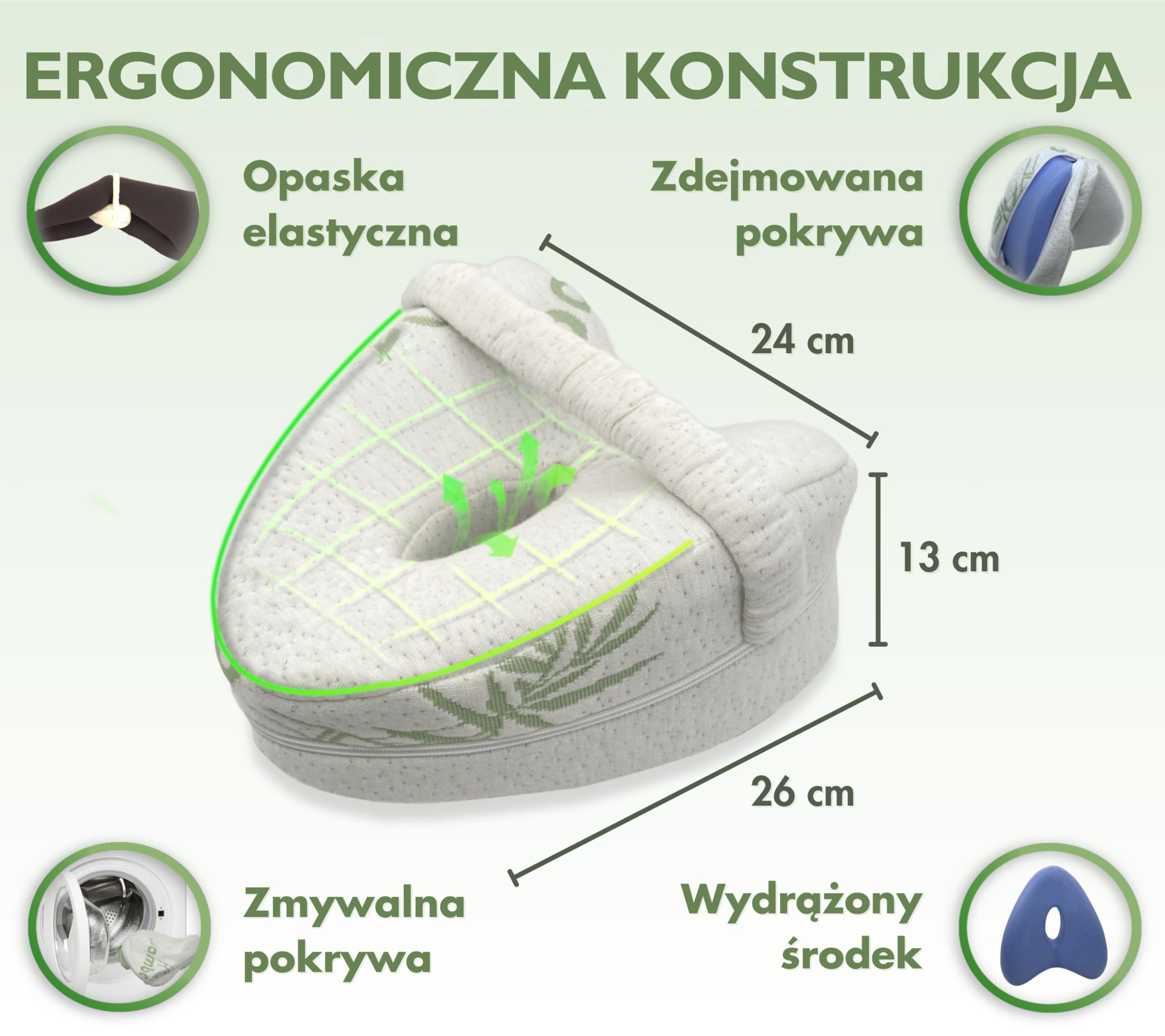 MillyBeas Poduszka na kolana do spania na boku – zaprojektowana przez lekarza ortopedyczna poduszka na nogi z pianki z pamięcią kształtu ze zdejmowanym pokrowcem bambusowym do łagodzenia bólu pleców