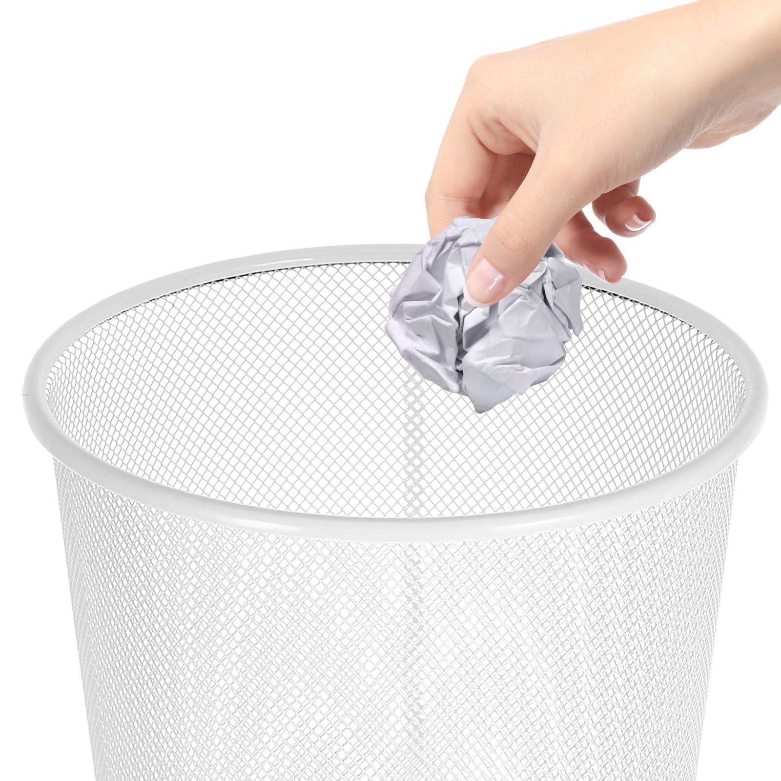 Kichvoe Cestino Portarifiuti in Ferro Bianco Grande Capacità, Design Elegante e Versatile, per Scrivania e Uso Domestico