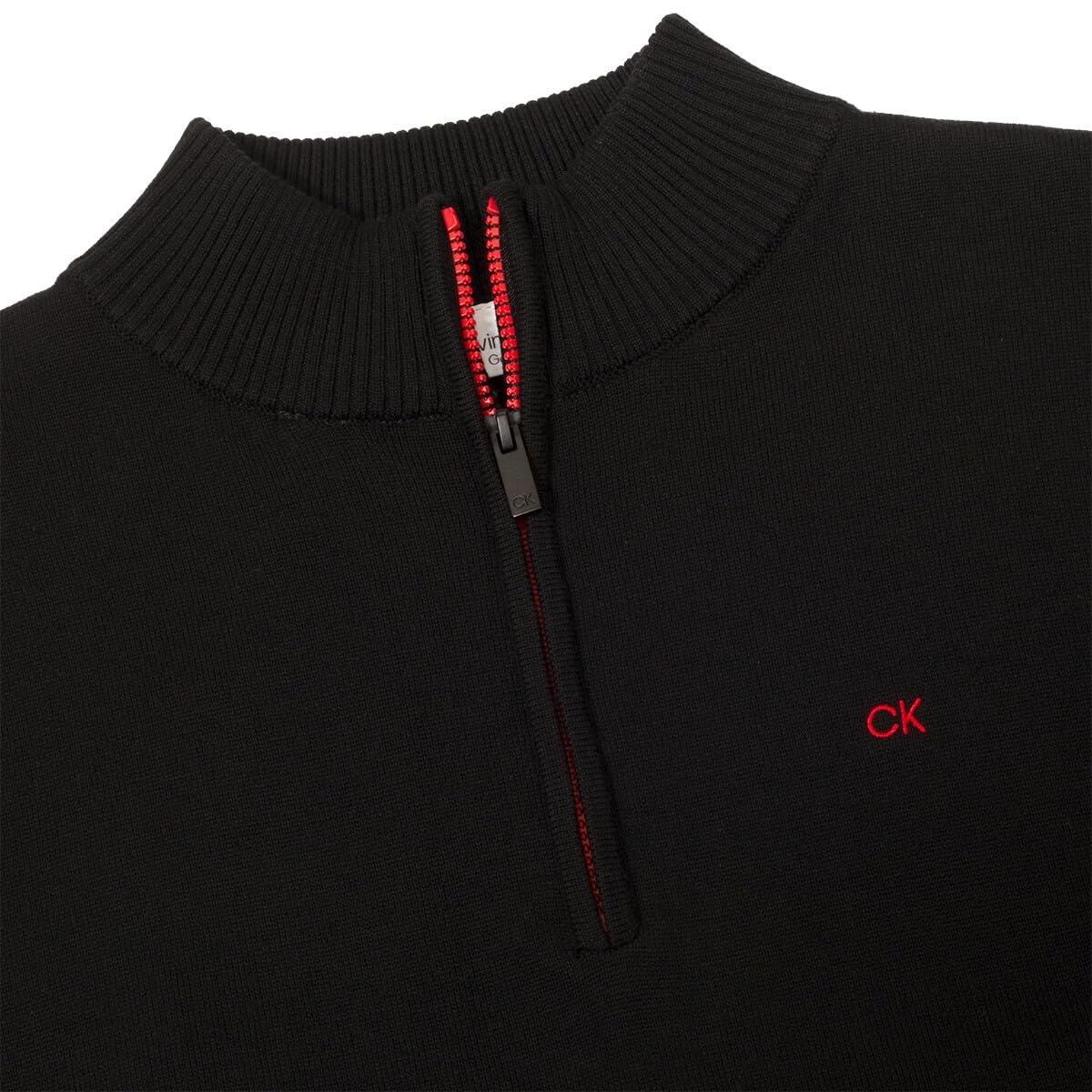 Calvin Klein Su�TER Campus 1/2 Cremallera Hombre - Negro/Rojo - L