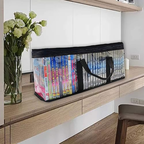 Miniatura 7 de Prácticas bolsas de almacenamiento portátiles para DVD/CD, paquete de 2 unidades con capacidad para 80 películas o videojuegos en total con asas de