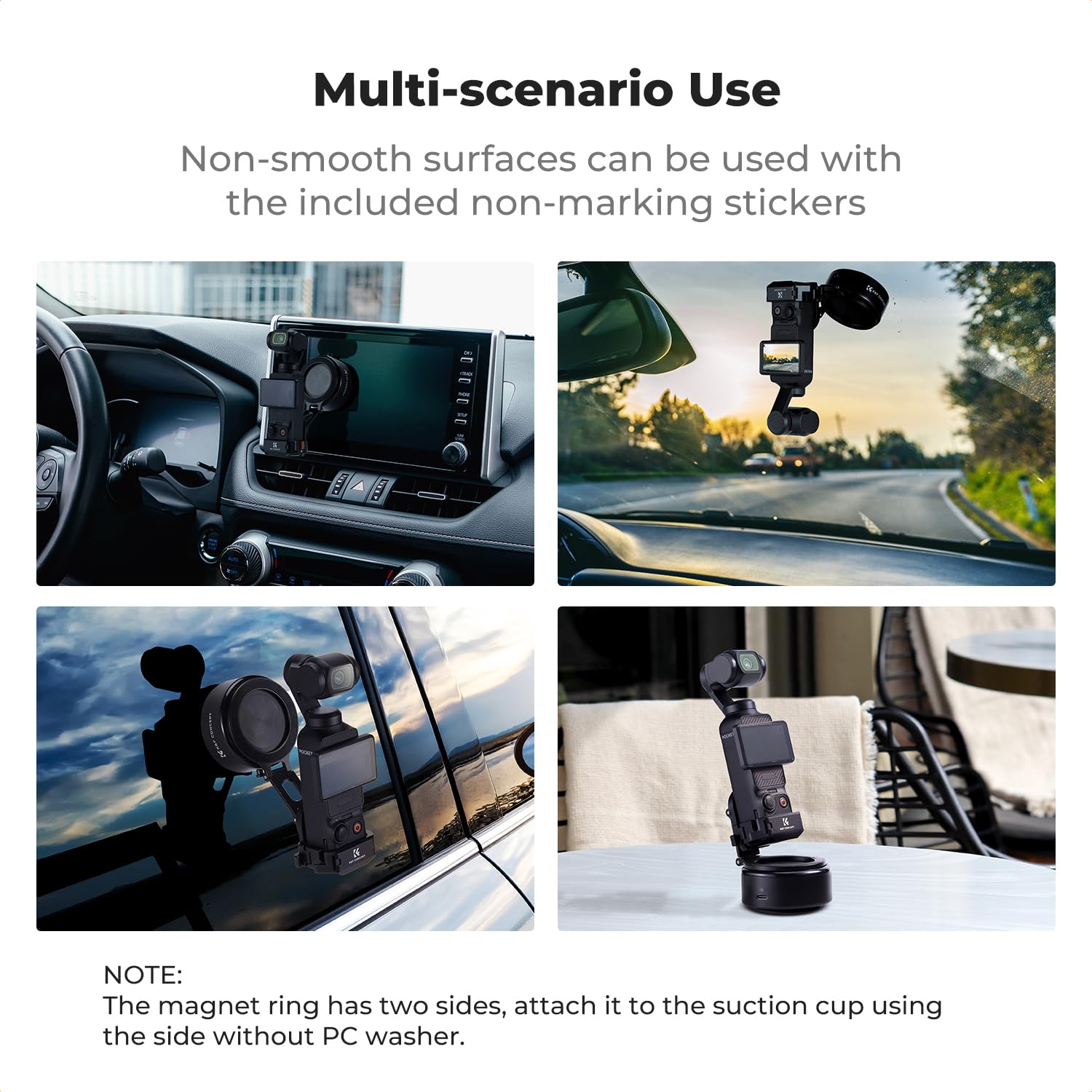 Uchwyt elektryczny magnetyczny K&F CONCEPT, uchwyt z przyssawką próżniową kompatybilny z DJI Osmo Pocket 3, stojak montażowy do akcesoriów Osmo Pocket 3, uchwyt magnetyczny