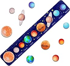 LAPONO Solar System Puzzle for Children Learning Planets Toys Space Puzzles Planet Board Game Wood Material for Cognition and Imagination Development (B)