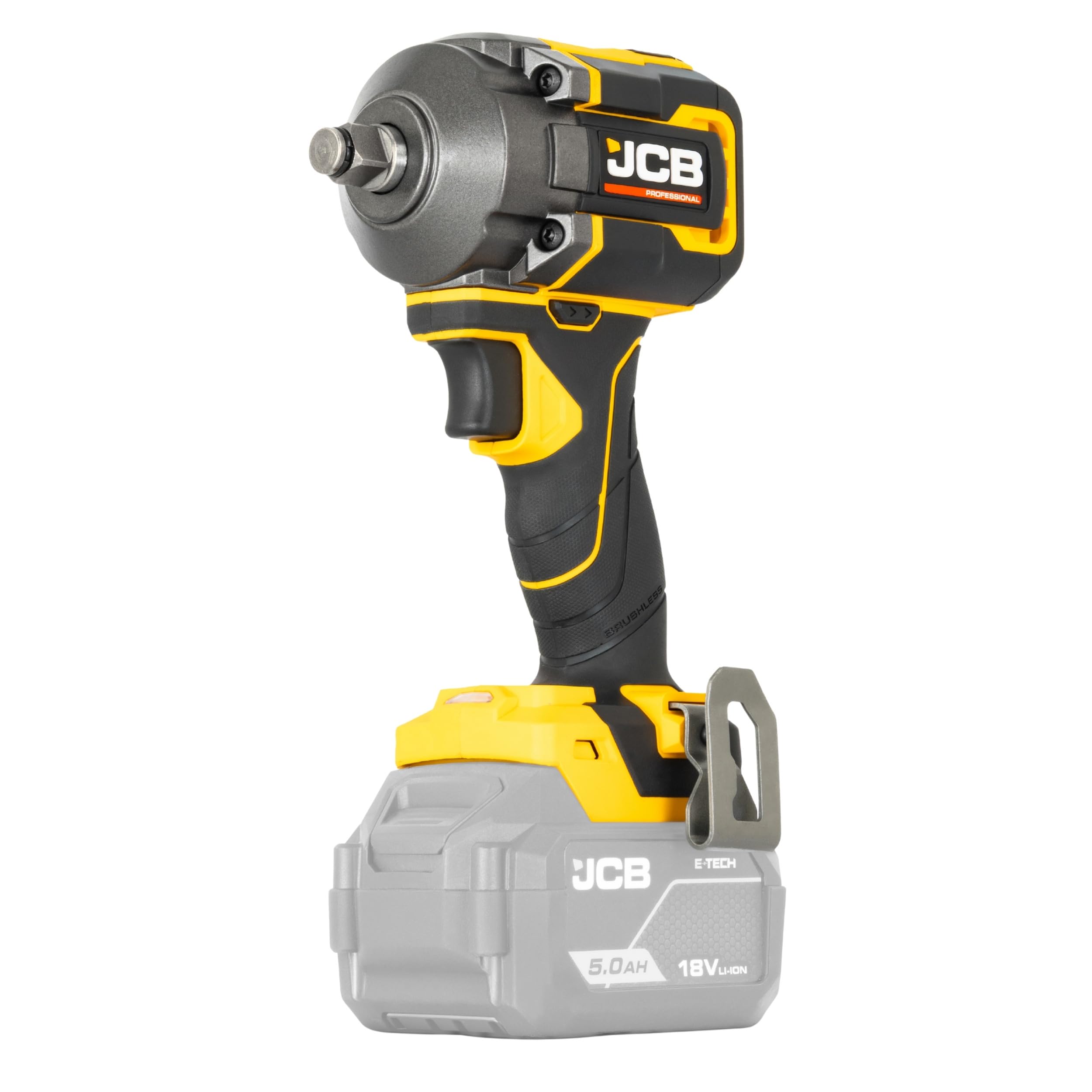 JCB Pro 18V Impact Wrench 1/2" – 400Nm Fastening Torque, 620Nm Nut-Bust Torque, Square Drive with Friction Ring – Brushless Cordless Impact Wrench (Bare Tool)
