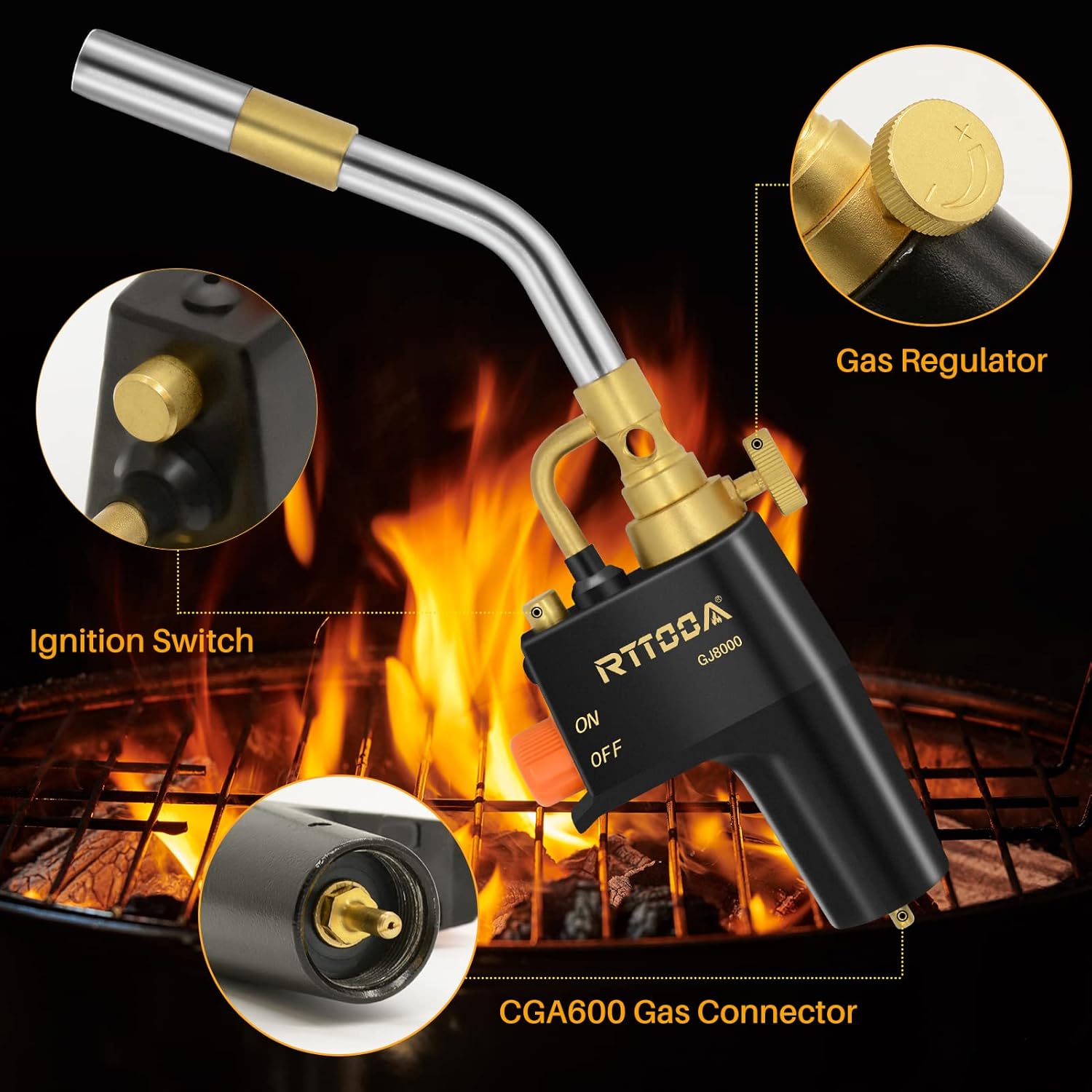 High Intensity Propane Torch Head, GJ-8000 Trigger Start Mapp Gas Torch Map Gas Torch Kit with Self Ignition, Pencil Flame Welding Torch Fuel by MAPP, MAP/PRO, Propane torch Kit（CSA Certified) : Tools & Home Improvement