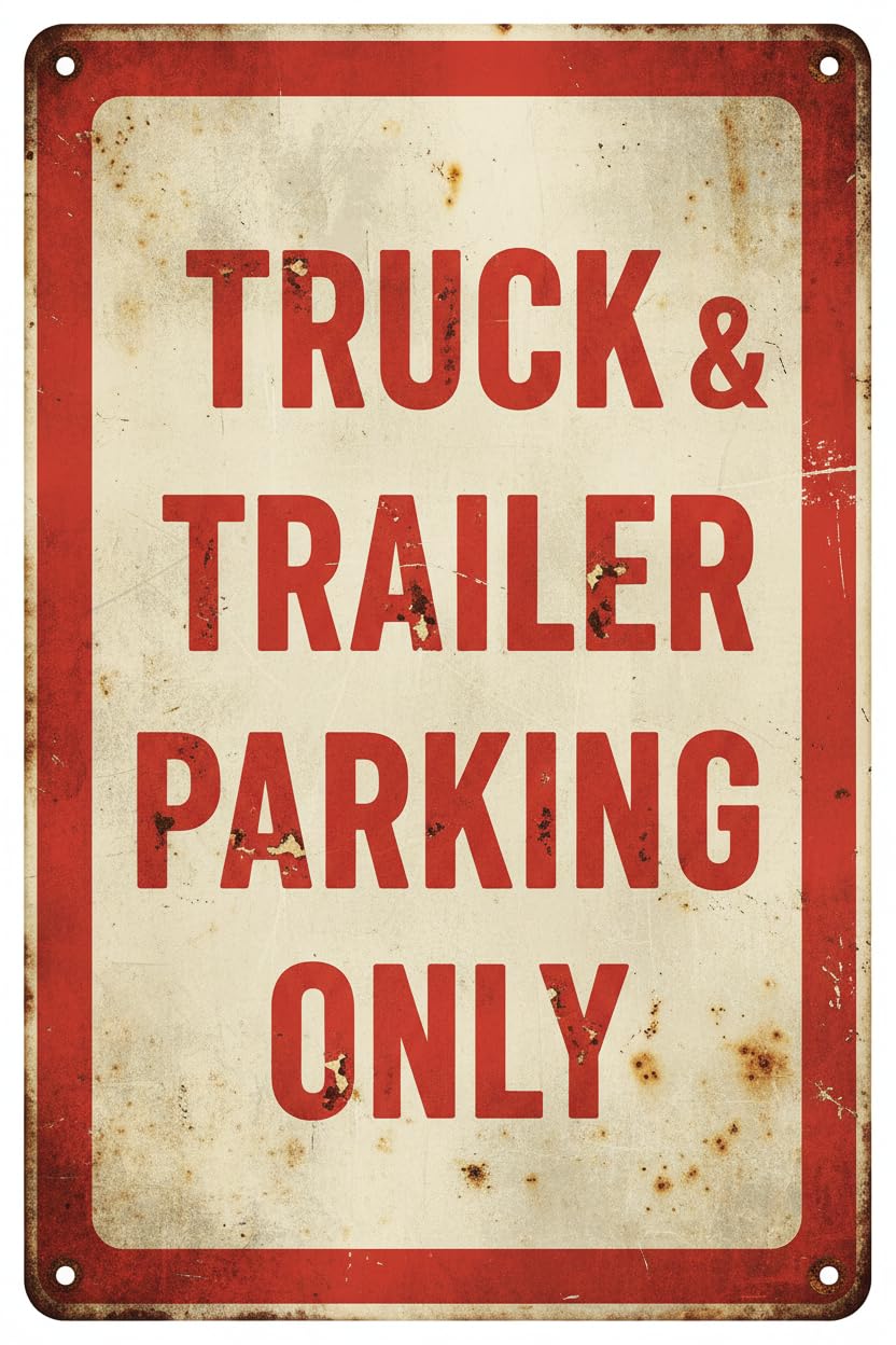 Wall Decor Truck & Trailer Parking Only Sign. Made In Usa. 8x12Inch Metal Vintage Signs Aluminum Plates Printed