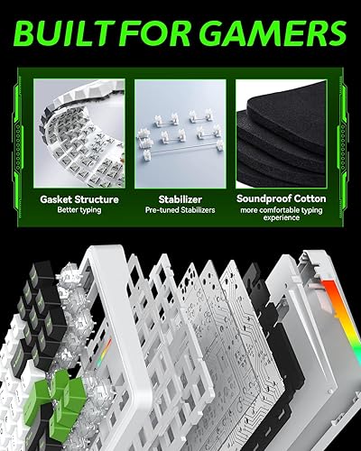 Miniatura 3 de Aula F87 Pro Gaming Keyboard, Tri-Mode BT5.02.4GHzUSB-C Hot-Swappable RGB Wireless Mechanical Keyboard, Gasket Mount, 4000mAh, for WindowsMac Gamer