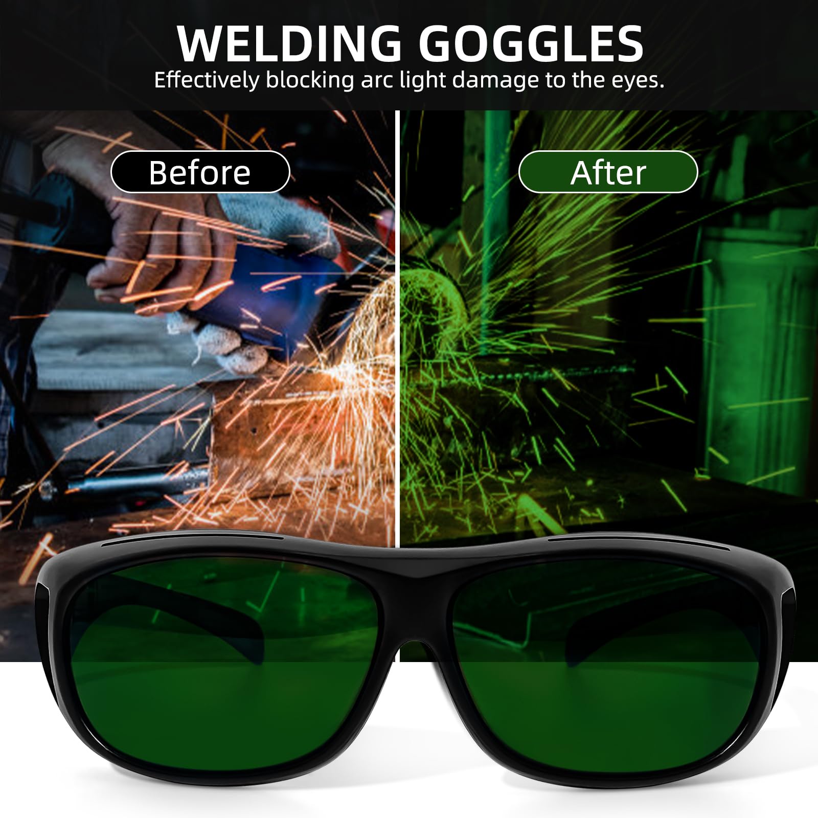 Gafas de soldadura envolventes para soldadura de gas, corte y molienda, gafas de seguridad, antirreflejos, antiimpacto, protección UV, 5-7 piezas