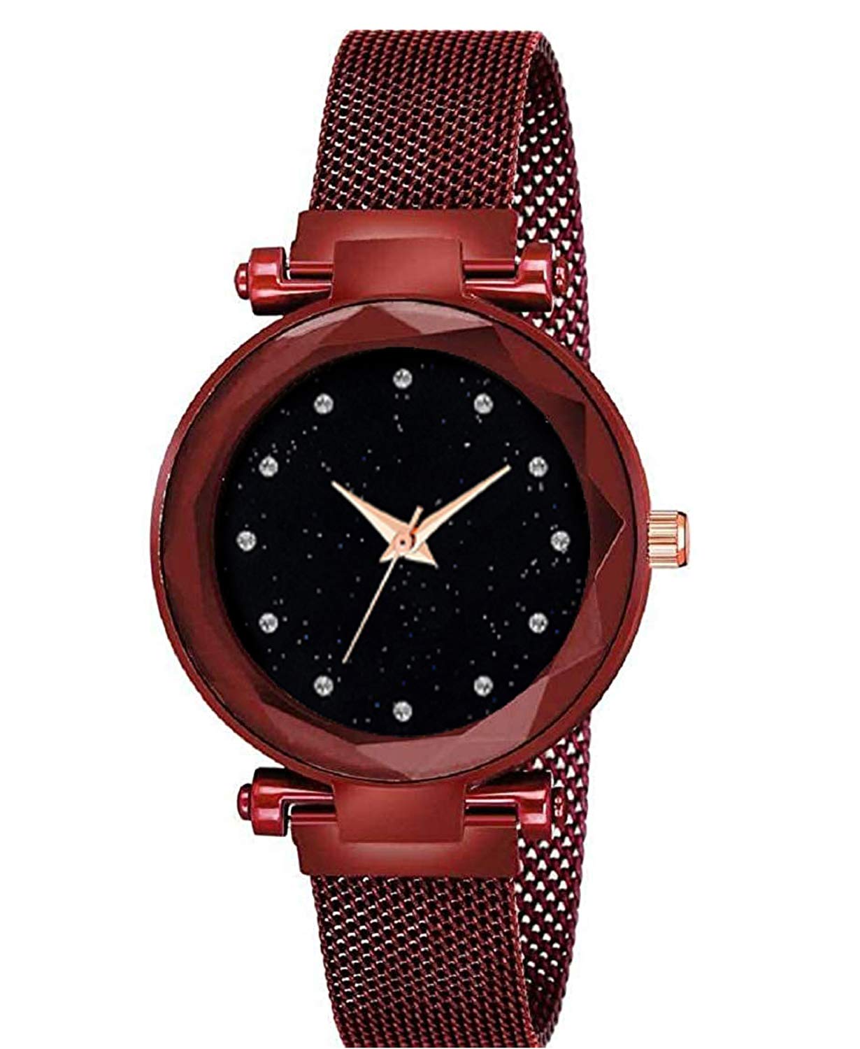 DREAM VILLA Analog Rose Gold Magnetic Strap Black Dial Casual Watch for Girls (Red) (B08K3J9W22) Amazon Price History, Amazon Price Tracker
