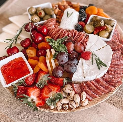 Miniatura 8 de Bandejas desechables de hoja de palma de 11 pulgadas, paquete de 25 unidades, tableros de charcutería desechables compostables redondos y platos