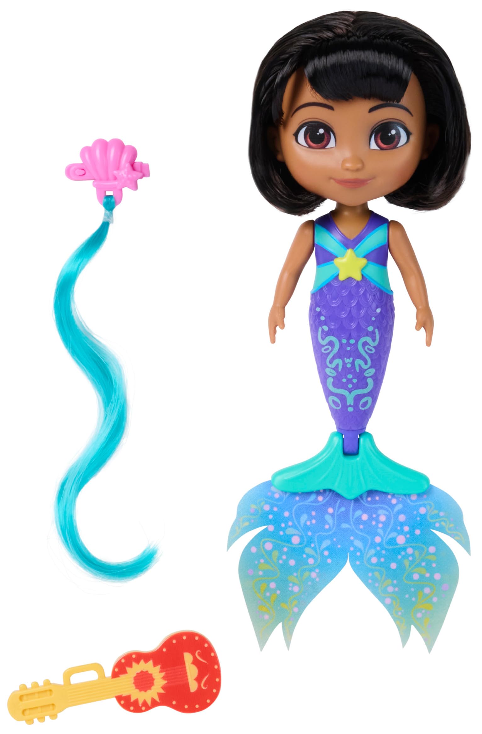 Dora, Maravillosa Dora aventurera, muñeca de Sirena Que Cambia de Color con 2 Accesorios, Juguetes para niños y niñas a Partir de 3 años