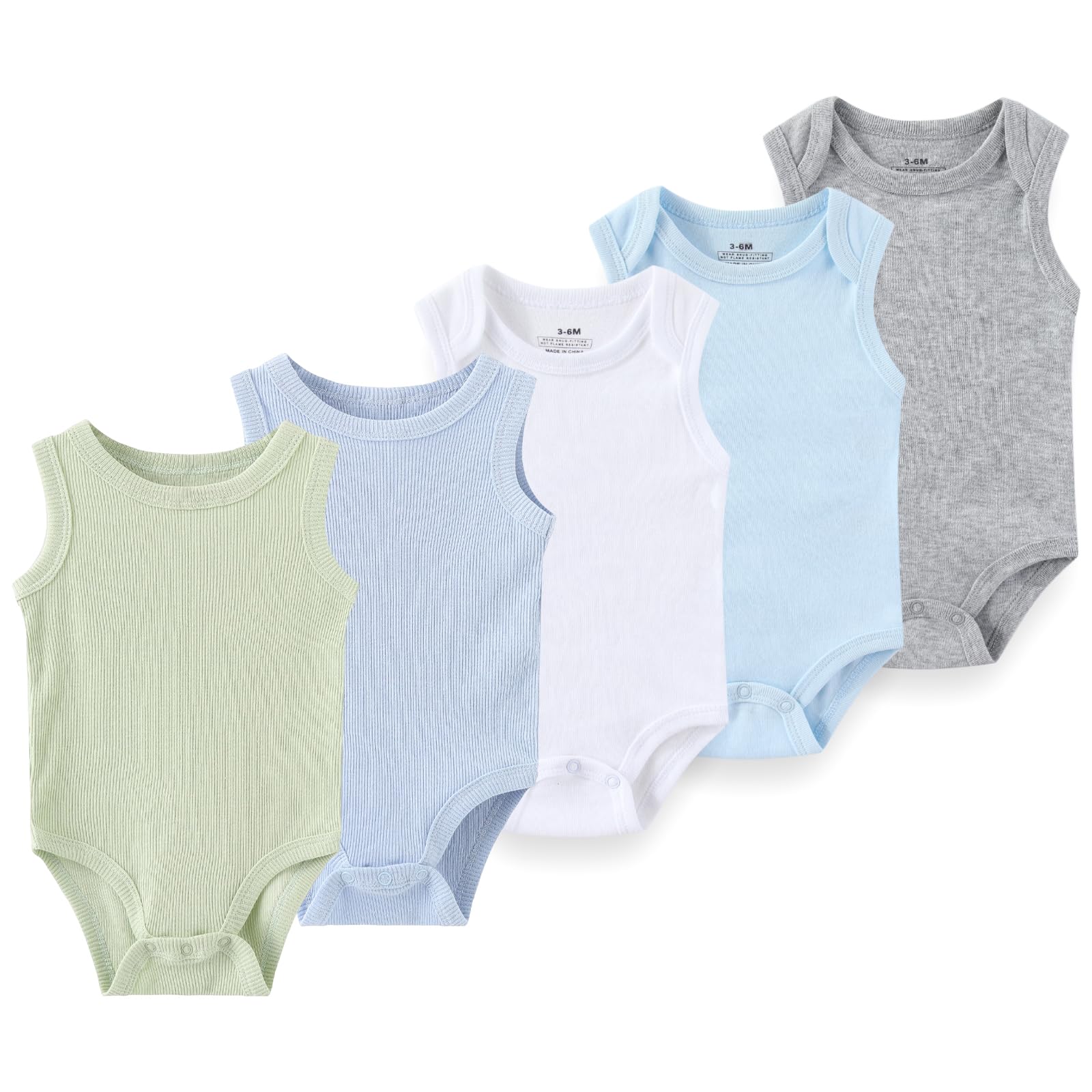 Baby Sleeveless Bodysuit 5-Pack Cotton Infant Boy Girl Romper Unisex Baby Clothes 0-12 Months