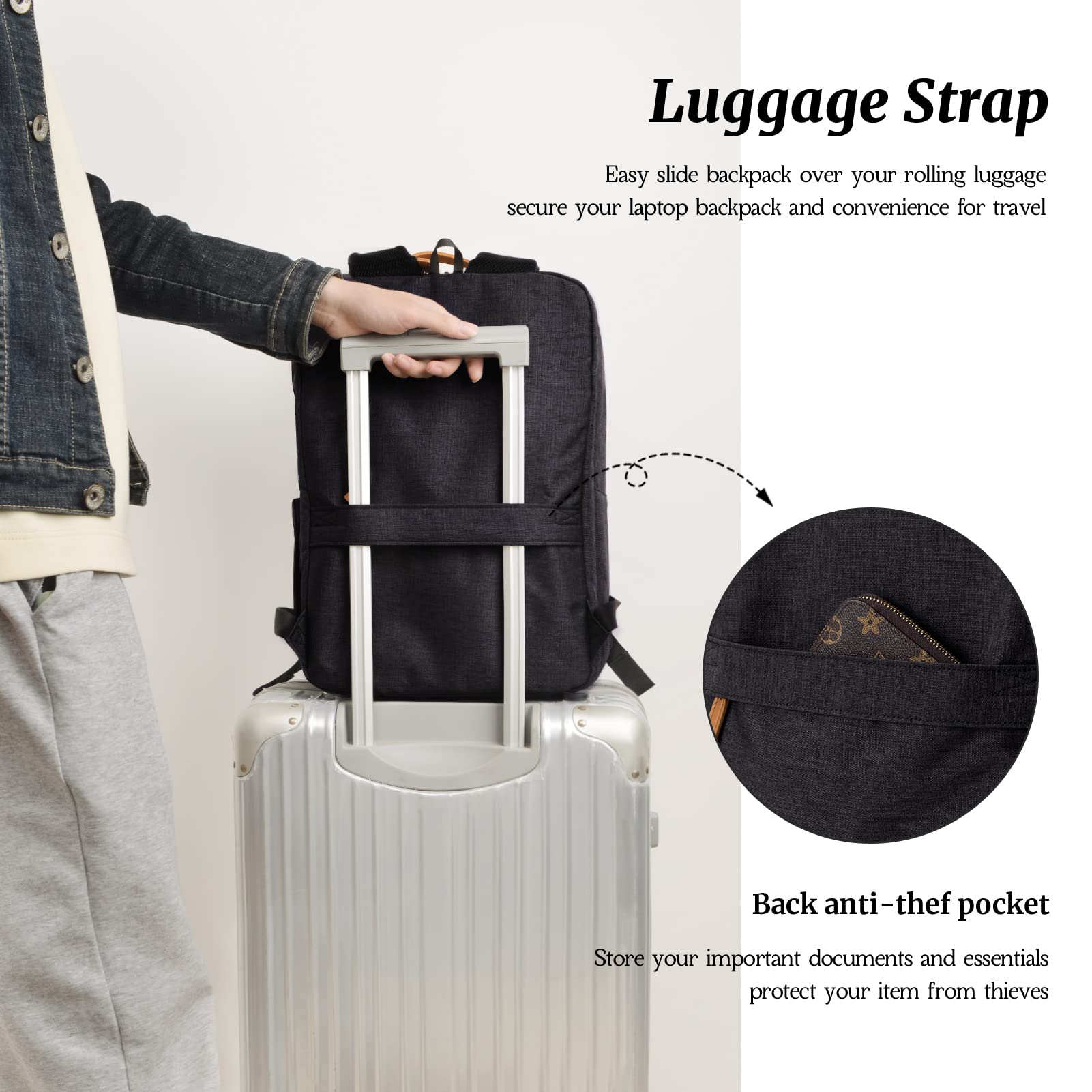 Hp hope Zaino da lavoro per uomo, zaino impermeabile da donna per zaino da scuola per laptop da 15,6 inch con porta di ricarica USB, zainetto antifurto da 22 litri per viaggi di lavoro, escursioni