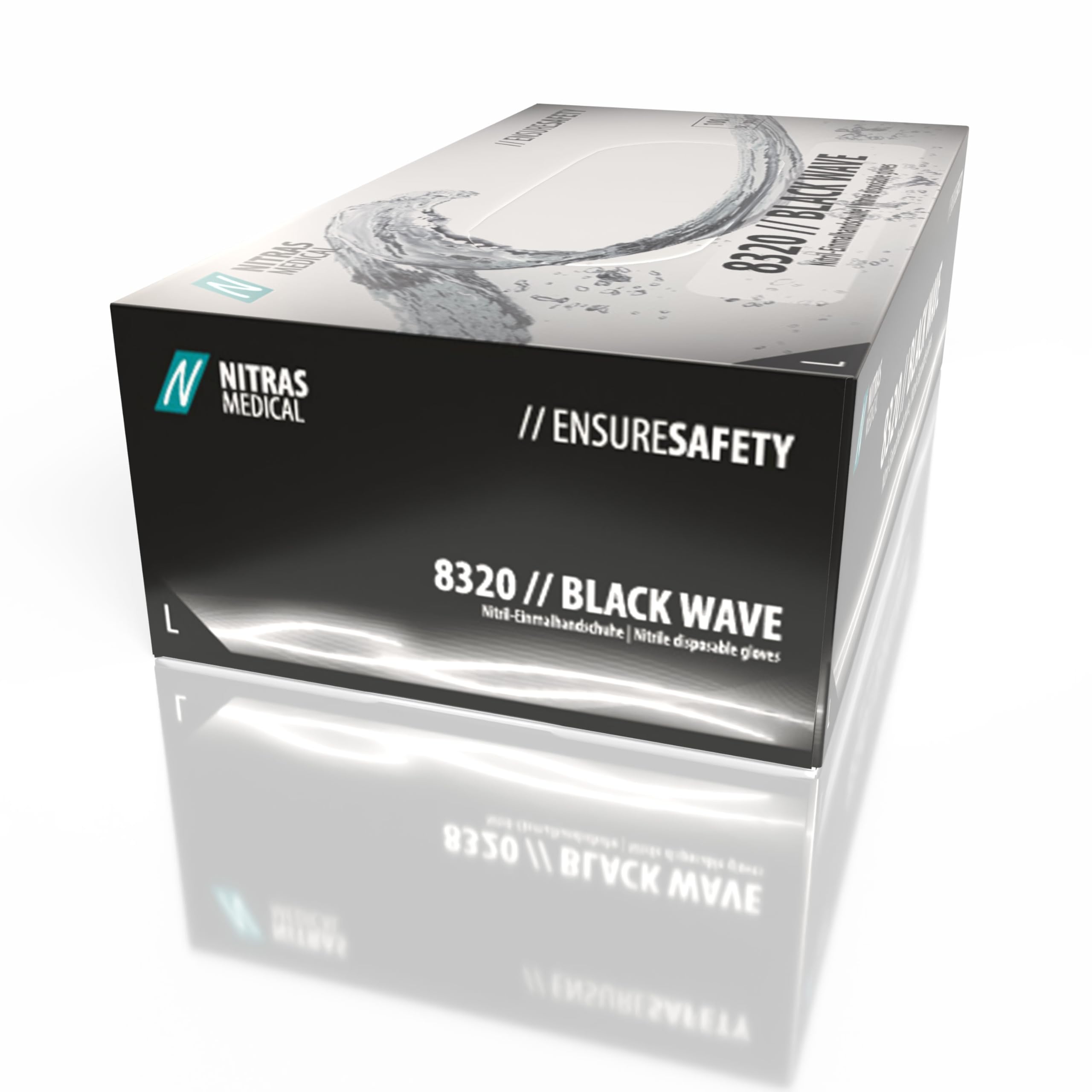 NITRAS Medical 8320 BLACK WAVE rękawiczki nitrylowe, czarne, rozm. L. 100 szt.