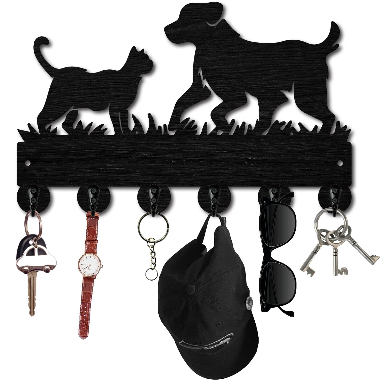Viiluuxr Sleutelhouder voor muur zelfklevende sleutelhaken met 6 haken Kerstmis Wandmontage Heavy Duty voor jas Hoed Handdoek Sleutelhangers Kid Vrienden Cartoon Home Decor