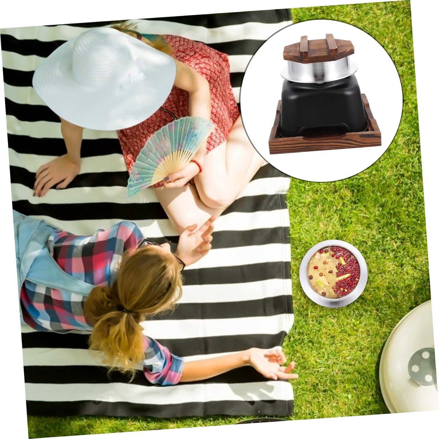 YARNOW Japanese Style Outdoor Cooking Pot Lightweight Camping Cookware Portable Rice Pan for Camping Multi-functional Cooking Utensil for Picnics and Outdoor Activities