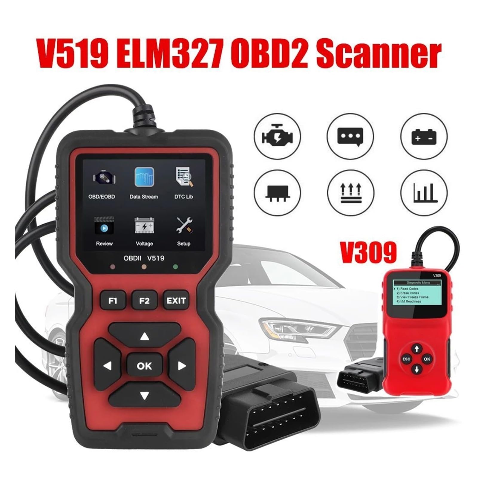 Herramientas de diagnóstico del coche escáner OBDII 12V V519 V309