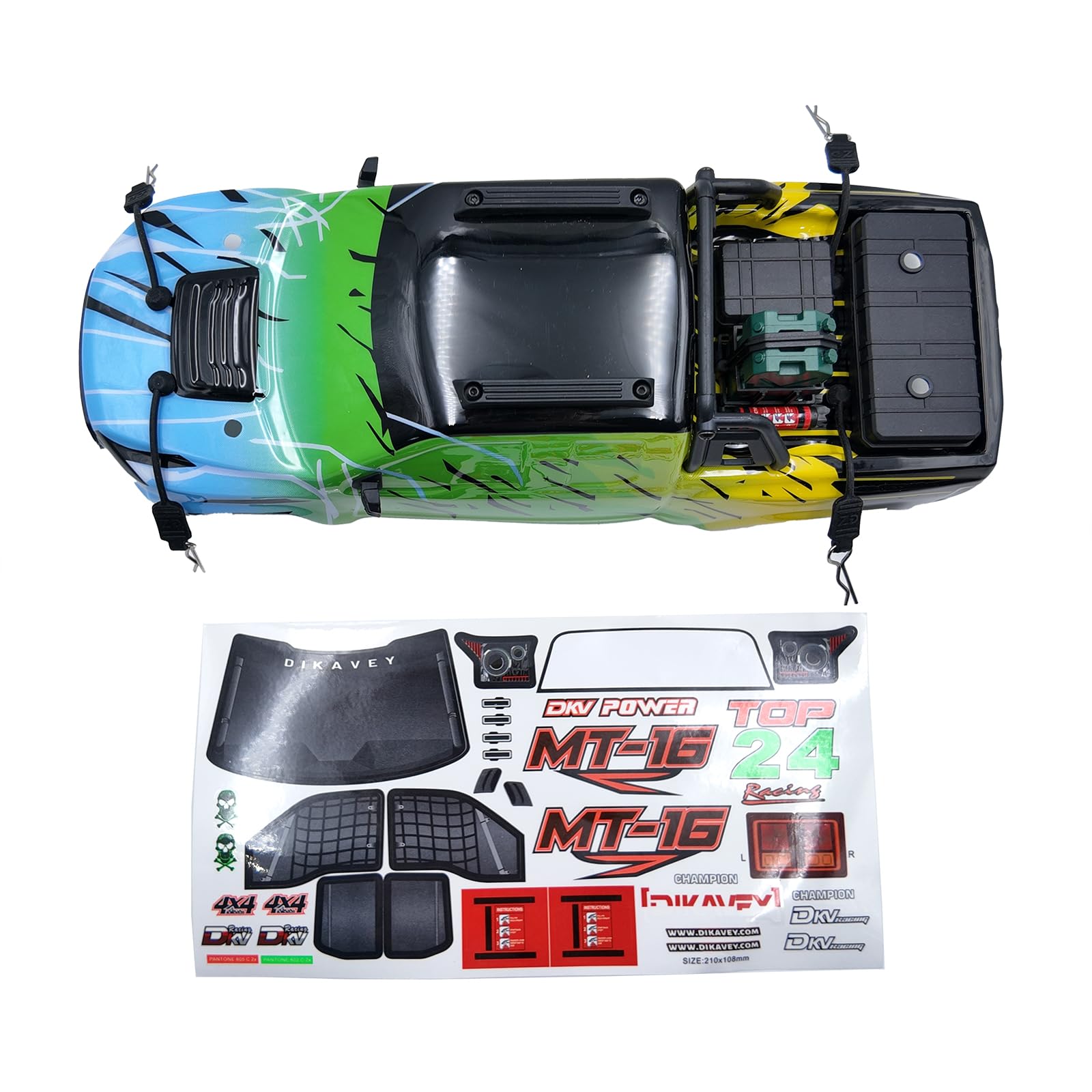 DIKAVEY RC Brushless Truck 1/16 PC Car Shell, 1PCS MT-16-Green