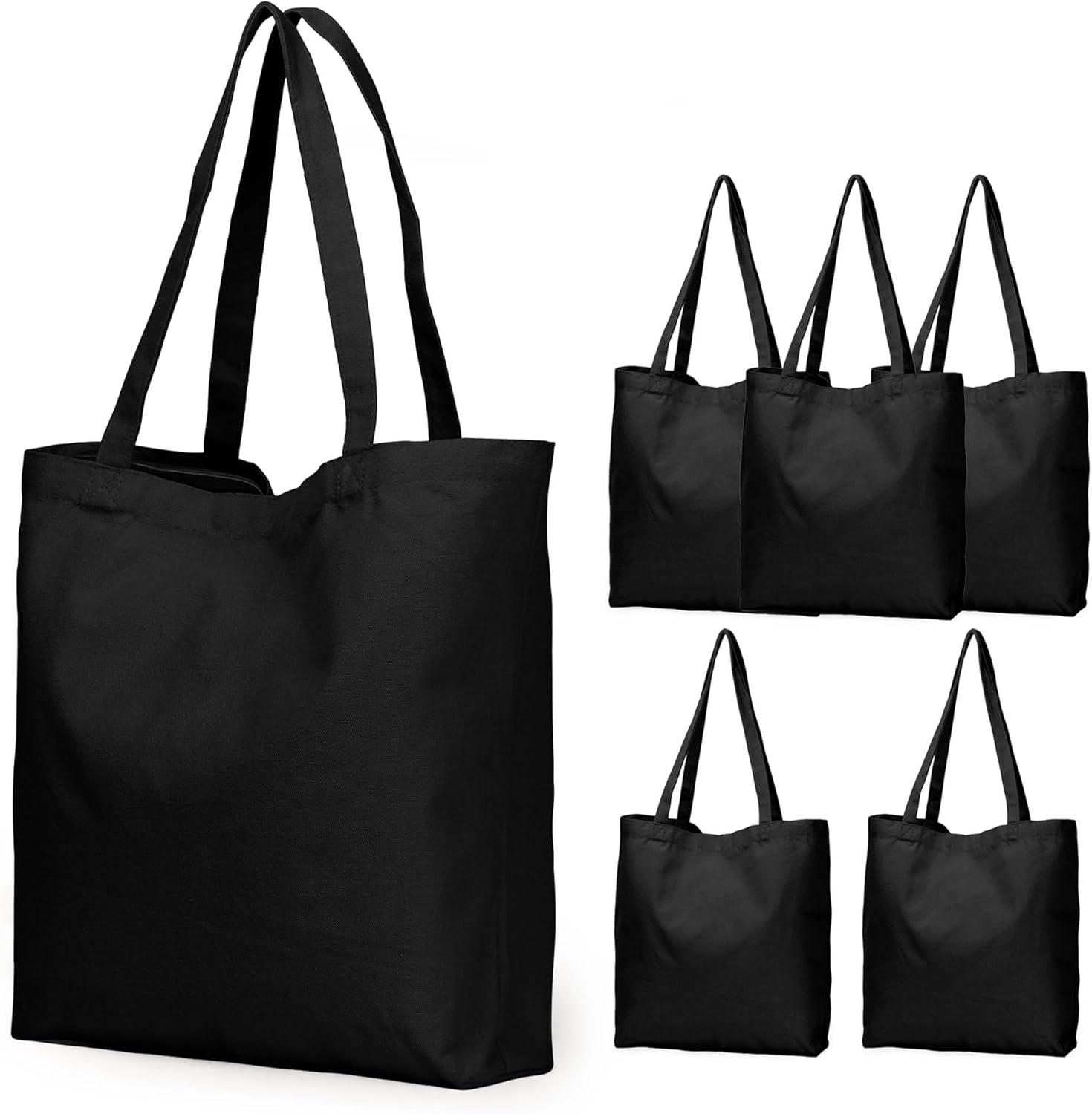 Koolmox Zippered Black Canvas Totes, 13.5 x 13.5 inch