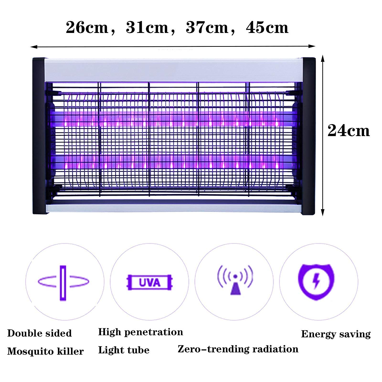 UV-Licht-Mückenfalle, Insektenabwehrlicht, LED-UV-Lampe, Gewerbliche Fliegenbekämpfungsleuchten, Elektronischer Insektenvernichter, Fliegenbekämpfungsmittel für Haushalte und Restaurants, 4