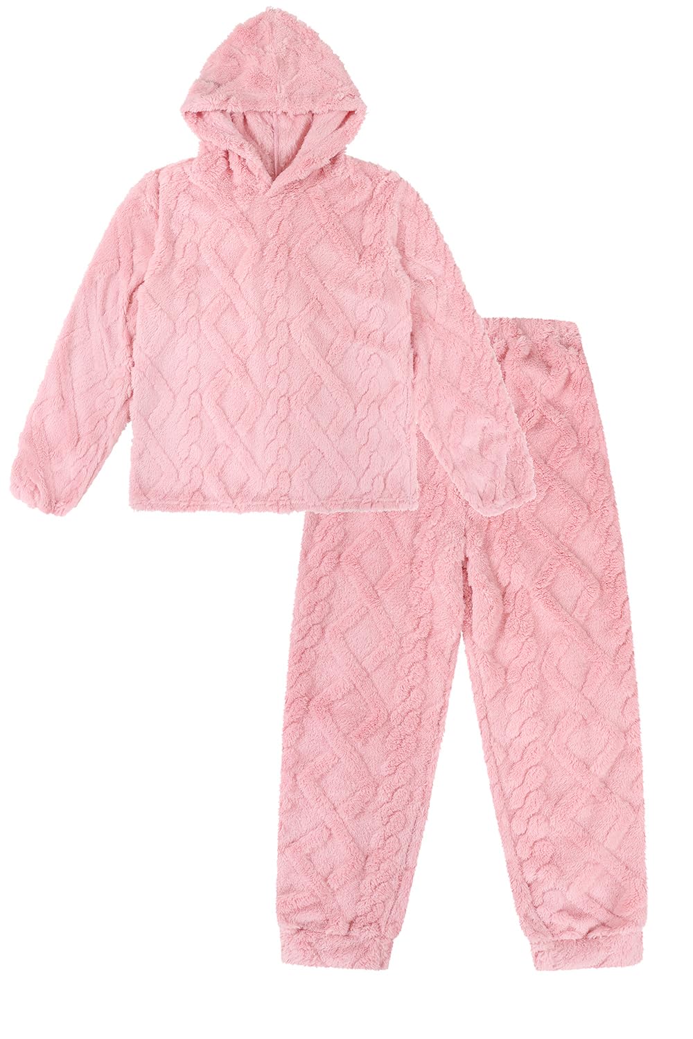 Thepyjamafactory Women's Pink Cable Jaquard Fleece Lounge Set Pyjamas (20-22)