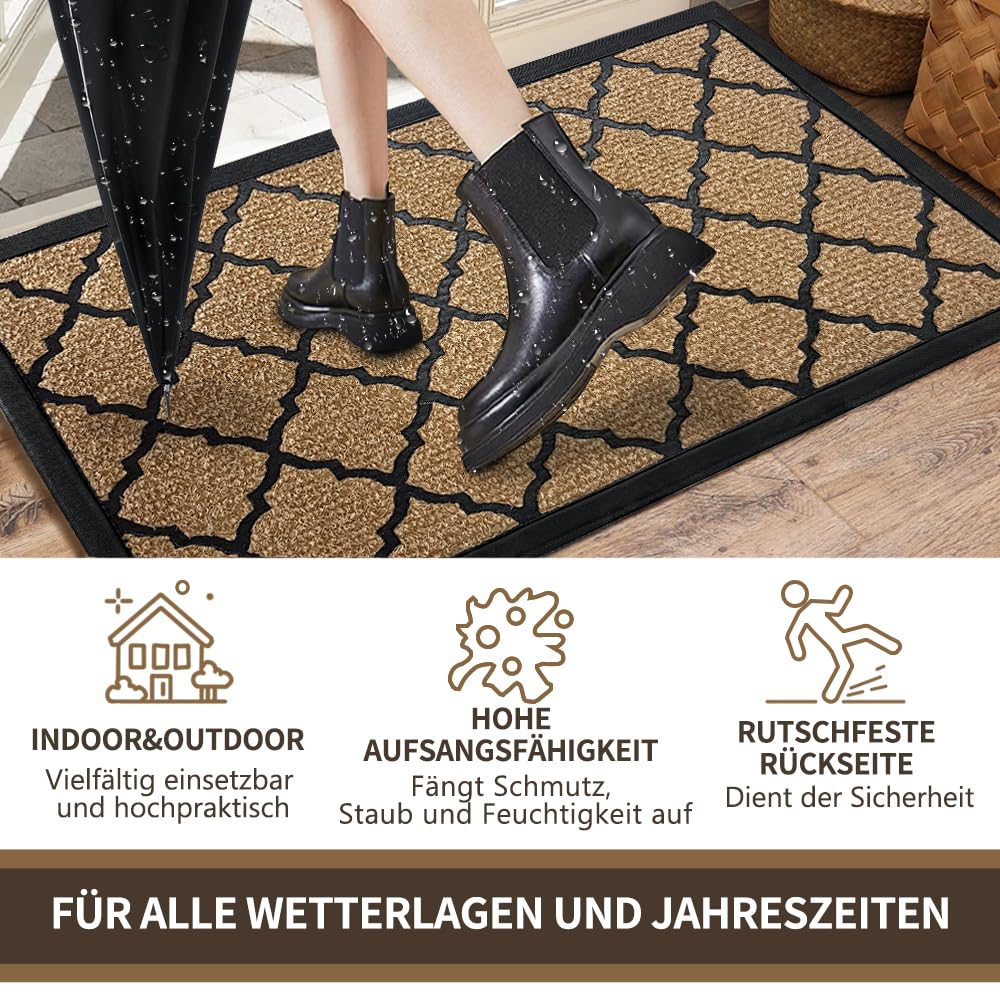 Qingbei Rina Fussmatte Aussen 40x70cm, Fußmatte Outdoor Wetterfest, Fußmatte Wasserdurchlässig, Fussabtreter Aussenbereich, Türvorleger Außen