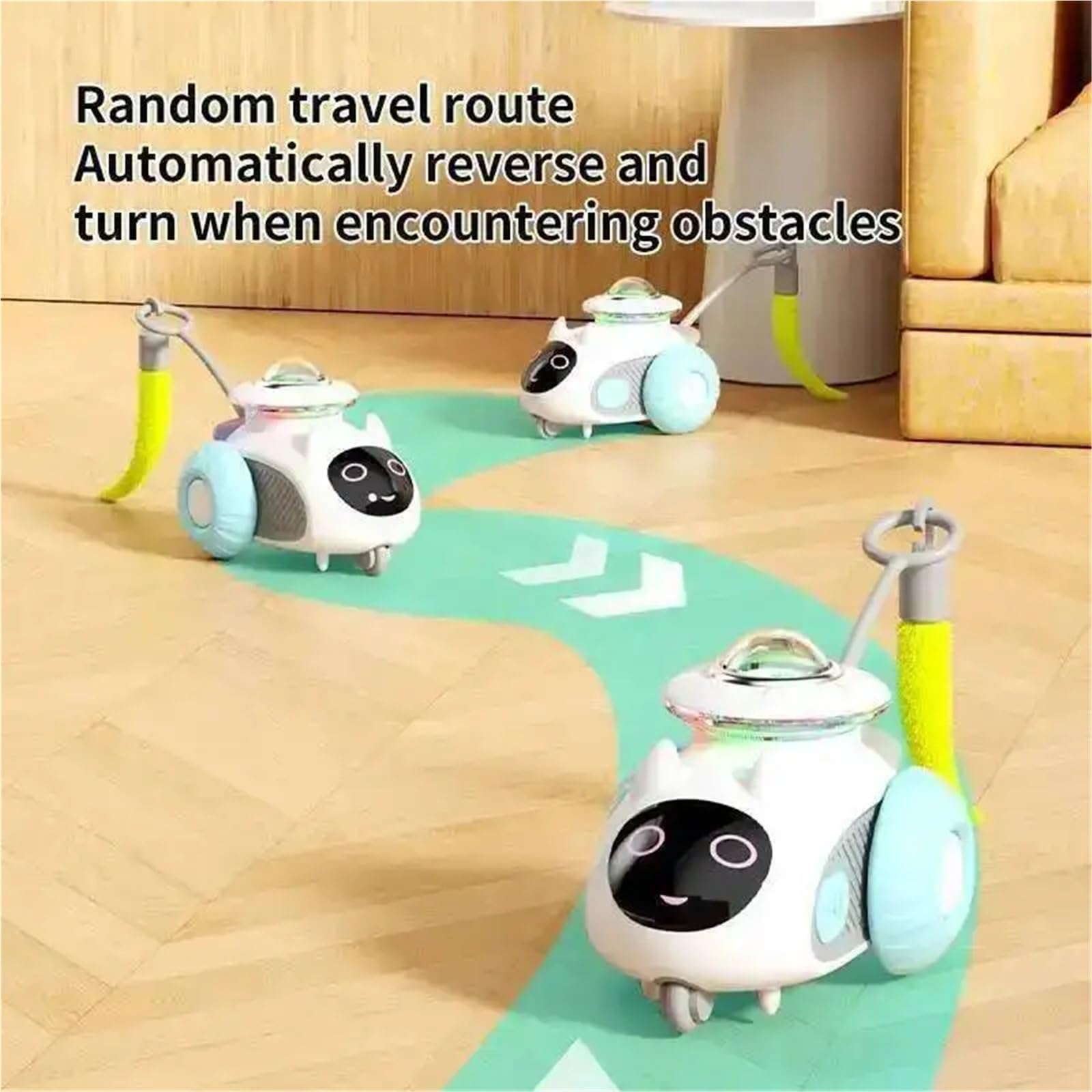 Jouet d'intérieur pour chat, télécommande intelligente automatique avec queue rechargeable LED jouet d'exercice interactif (voiture orange)