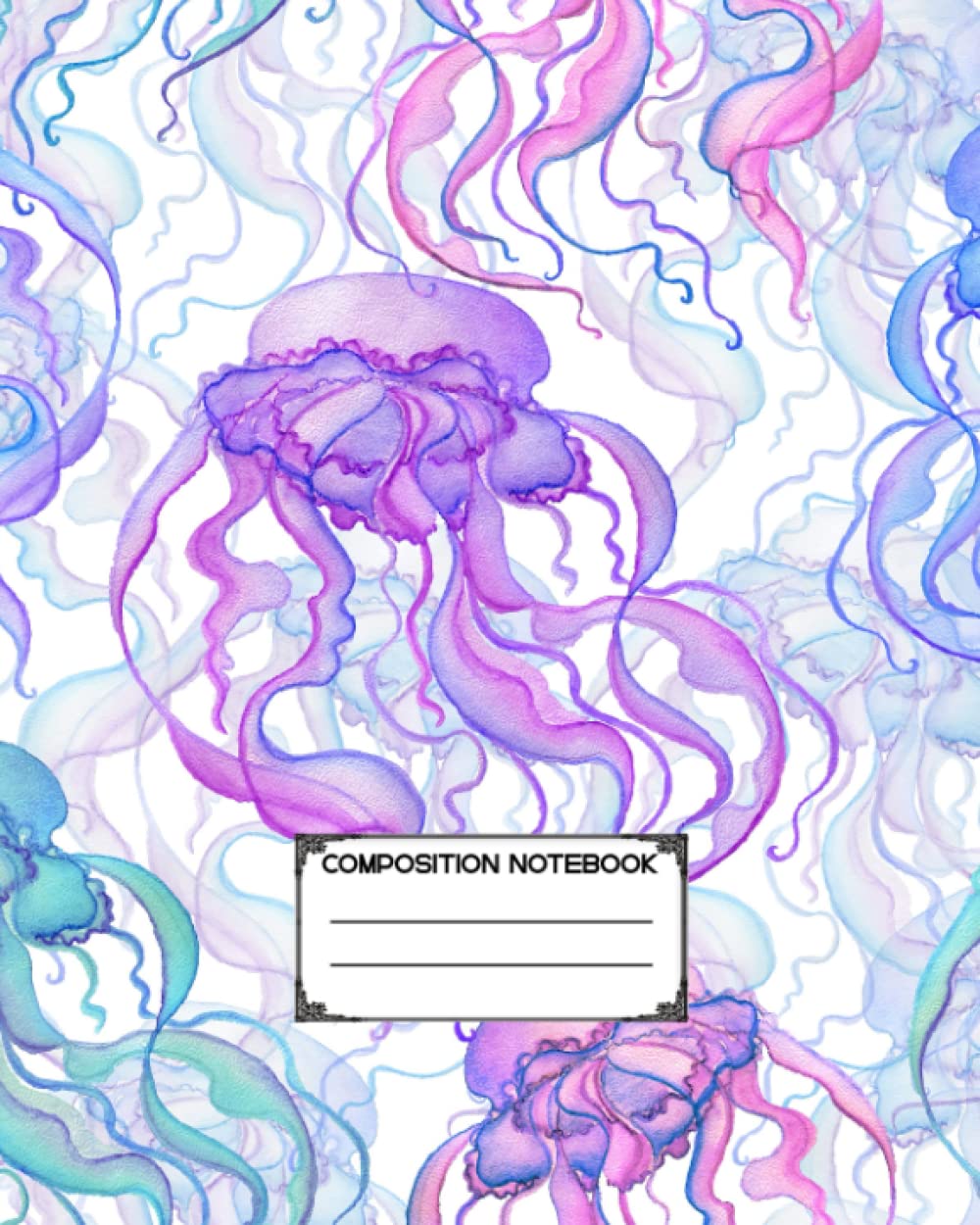 Composition Notebook Journal: Aesthetic Watercolor Cute Jellyfish Wide Lined Notebook | Journal For School, College, Office, Home, Work ForOcean Life Lovers