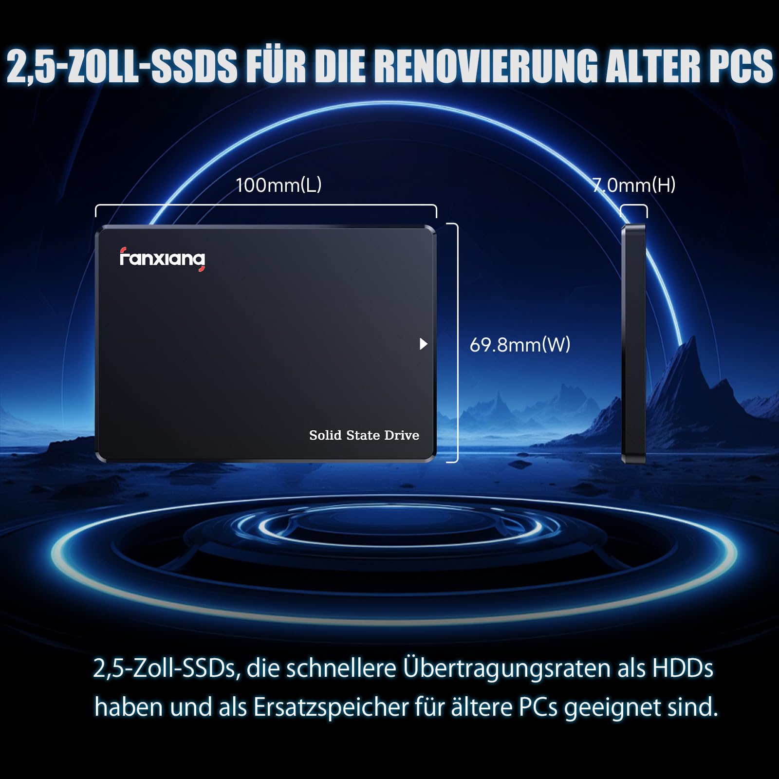 fanxiang SATA SSD 512GB 2,5 Zoll Interne SSD 560 MB/s Lesen, SATA 3 interne SSD 3D NAND Flash Festplatte für schnelle Datenübertragung kompatibel mit Desktop/Laptop