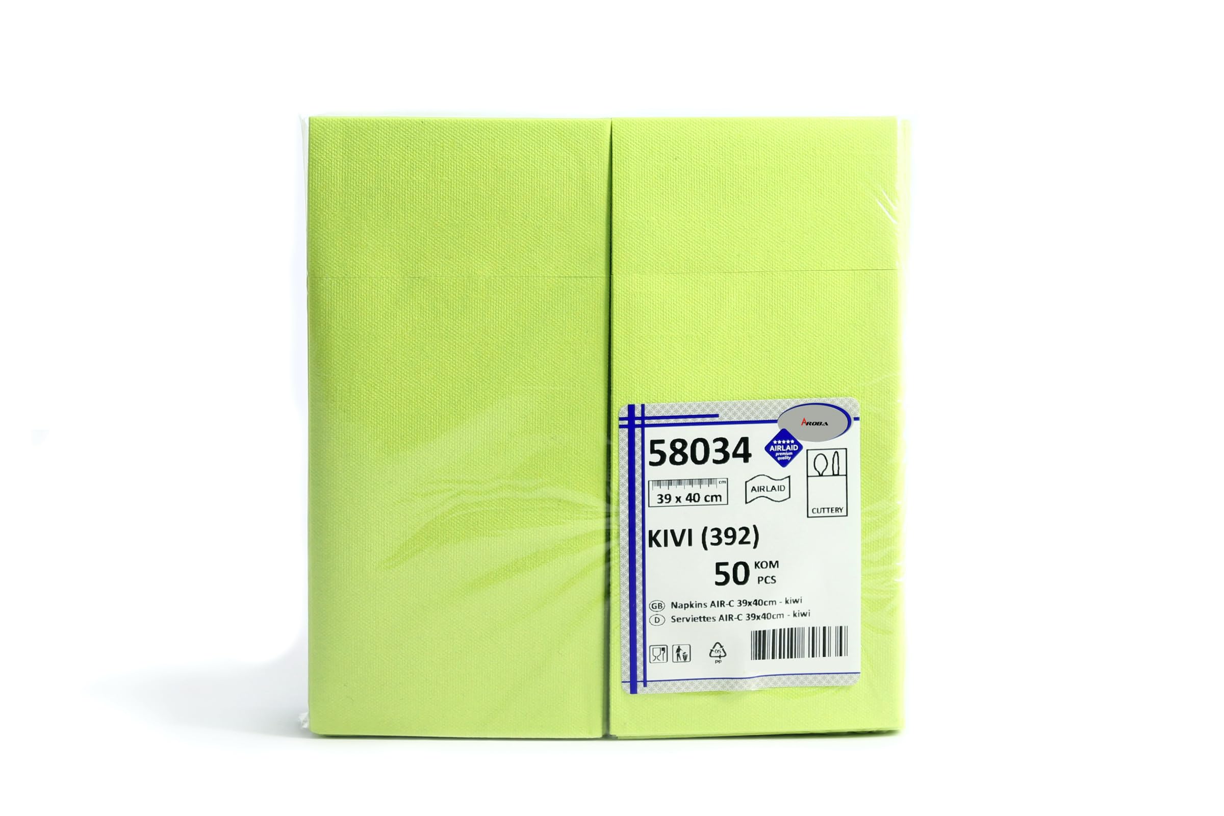 AROBA Airlaid - Servilletas para cubiertos (verde kiwi, 39 x 40 cm, 1000 unidades, bolsas para cubiertos plegadas, servilletas Airlaid similares a la tela)
