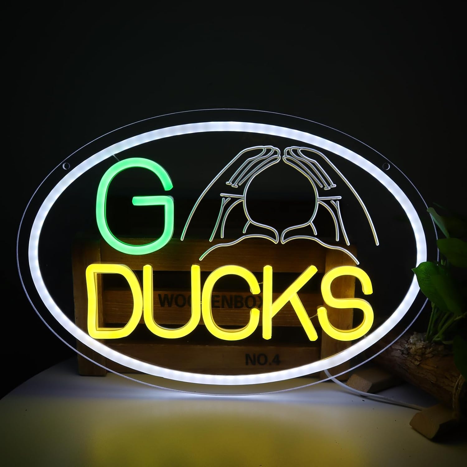 University Football Neon Sign for Wall Decor, Football Sports Team Neon Light Dimmer Switch for Dormitory Decor,USB Power Lights for Man Cave,Bedroom,Game Room Decor and Sport Fans Gifts (Yellow & Green)