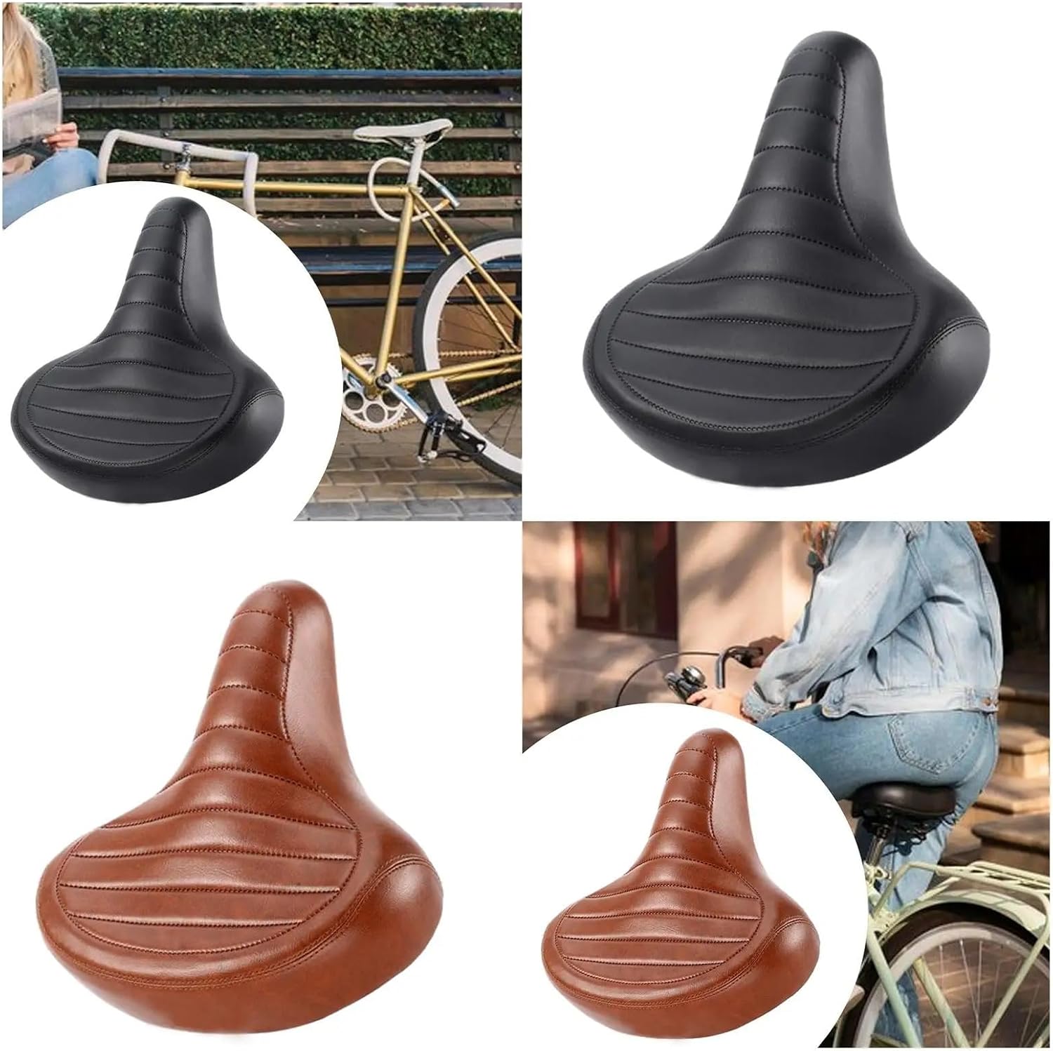 Bicycle Saddle Shockproof Wide Bike Saddle PU Waterproof Comfort Bike Seat Easy to Install Cycling Saddle Cushion Bicycle Parts