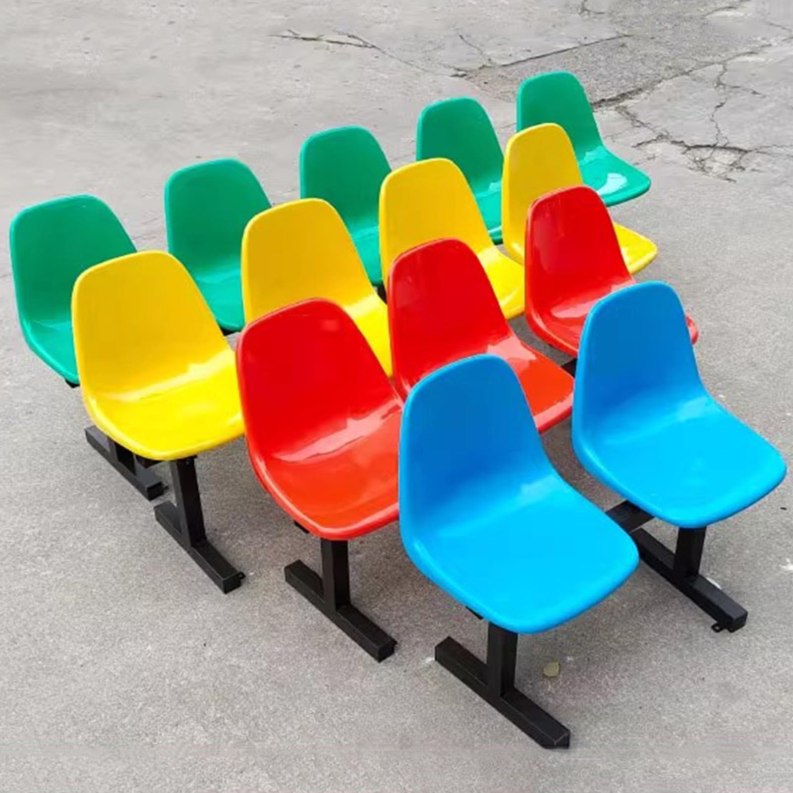 Kinder-Stühle für Wartezimmer, Kunststoff, bunte Stadionsitze, Empfangsbank für Schule, Basketball, Innen- und Außenbereich