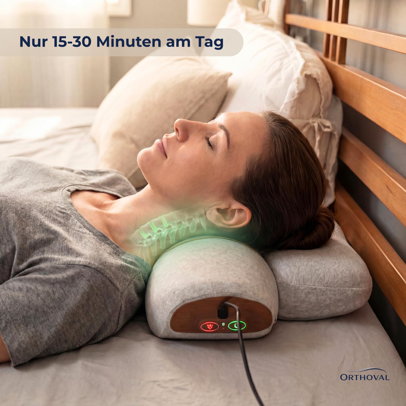 orthoval Neckma Orthopädisches Kissen，Nackenmassagekissen Elektrisch 2026 Upgrade, mit Heizfunktion & Airbag, Ergonomisches Memory-Schaum Entspannungskissen für Nacken & Schultern