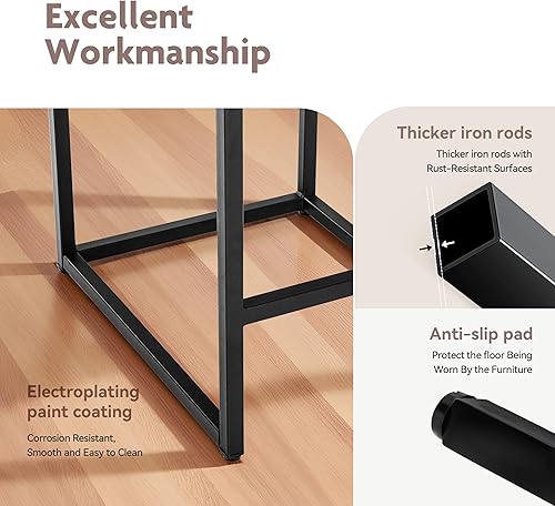 Miniatura 8 de ALPHA HOME Taburetes de bar de metal negro con asiento acolchado, 24 pulgadas de alto x 14.76 pulgadas de largo x 17.51 pulgadas de ancho, capacidad