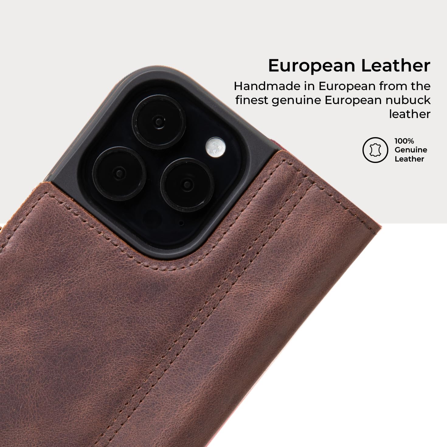 Snakehive Leather Wallet for iPhone 16 Pro Max, Real Leather Wallet Phone Case with Viewing Stand and Card Holder - Image 4