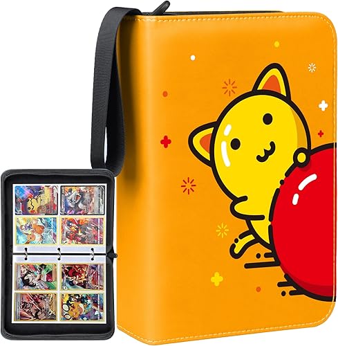 Carpeta de tarjetas para tarjetas con 4 fundas con 400 tarjeteros, álbumes de tarjetas intercambiables, carpeta con 3 anillos para juegos, deportes
