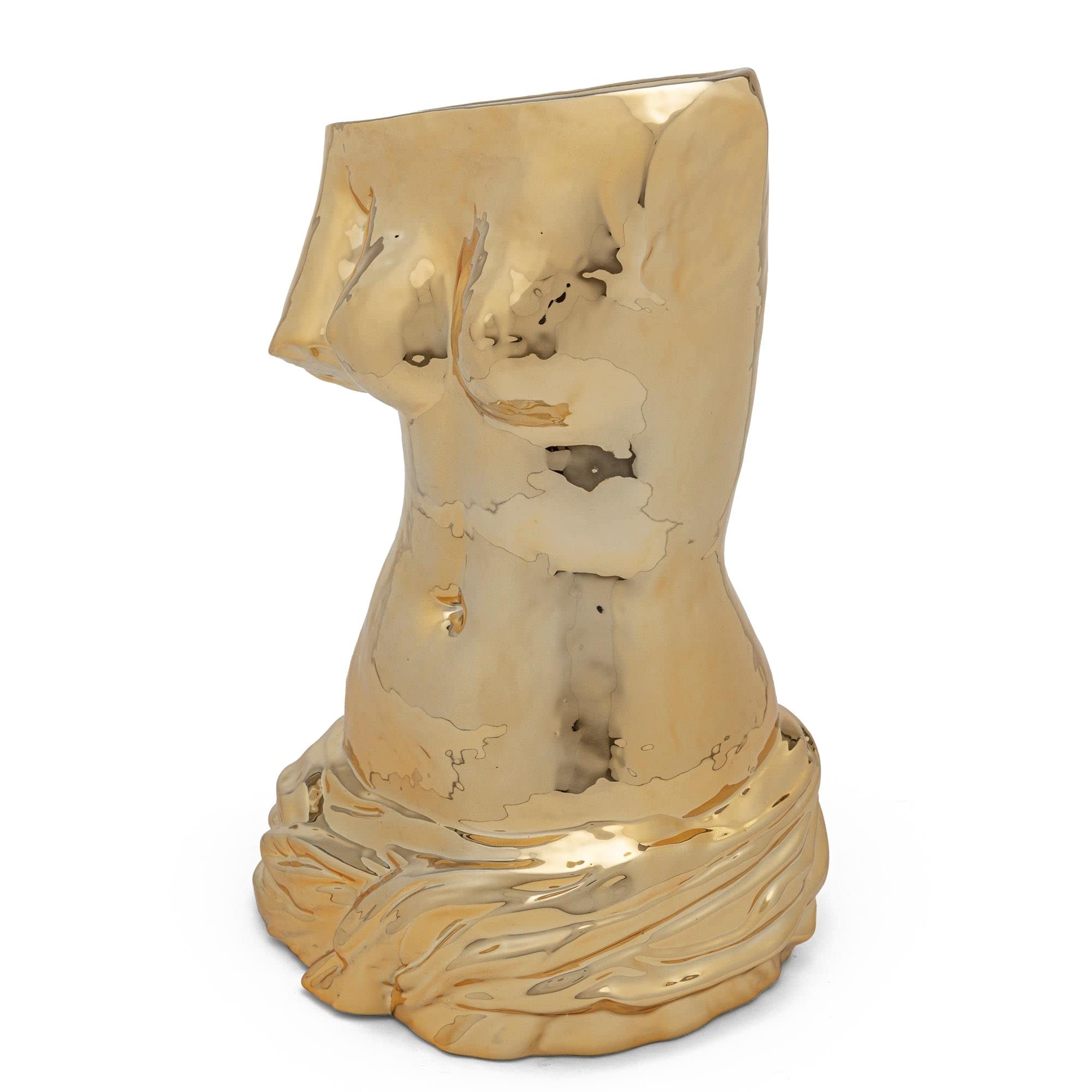 SELETTI & Studio Job Blow Milo Vaso in Ceramica Oro | La bellezza statuaria della Venere di Milo viene reinterpretata e arricchita dall'anima pop di Blow. Il mezzo busto della De