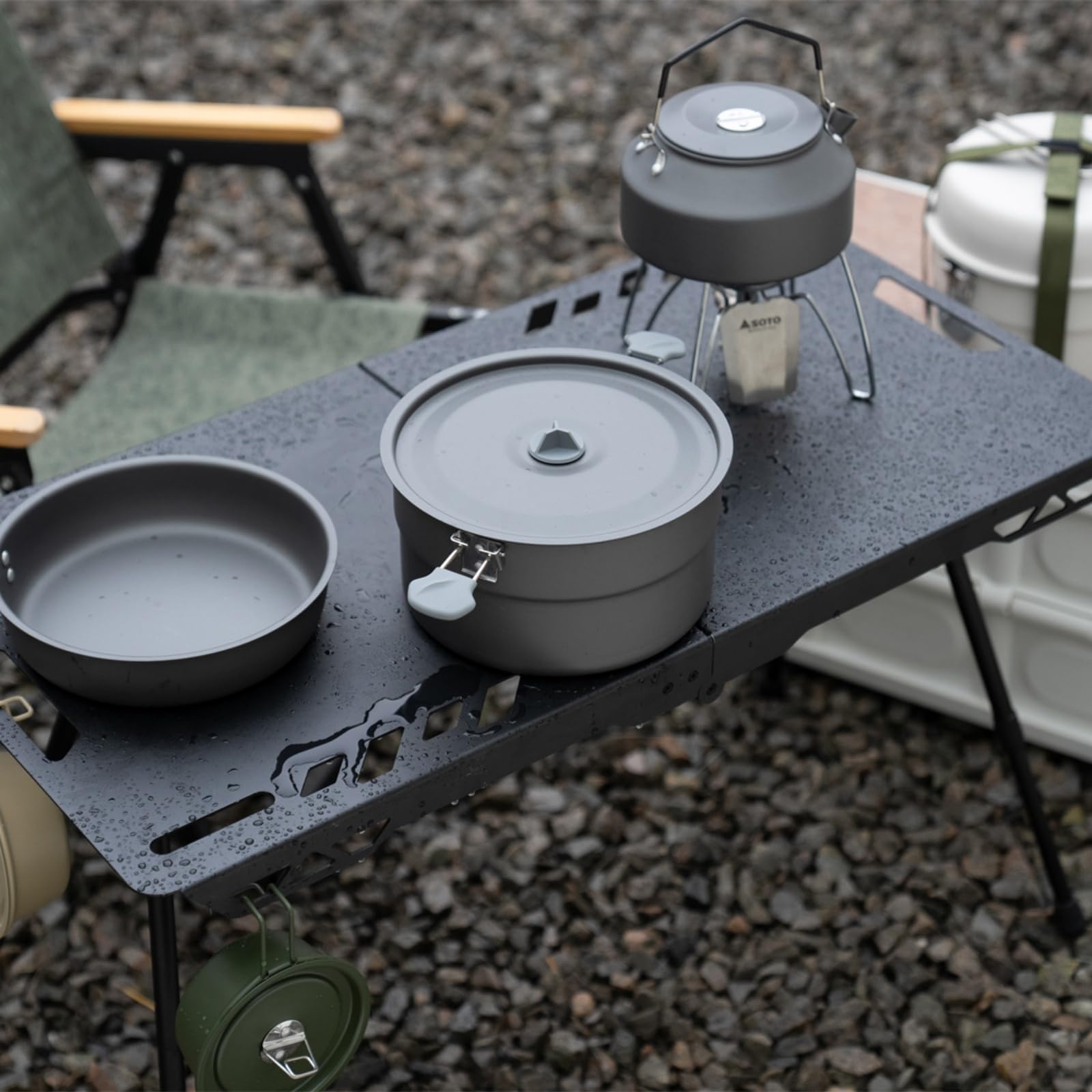 Ollas de camping al aire libre con mango plegable, vajilla de cocina de aluminio para senderismo, picnic, pesca, montañismo, vajilla de cocina al aire libre para senderismo