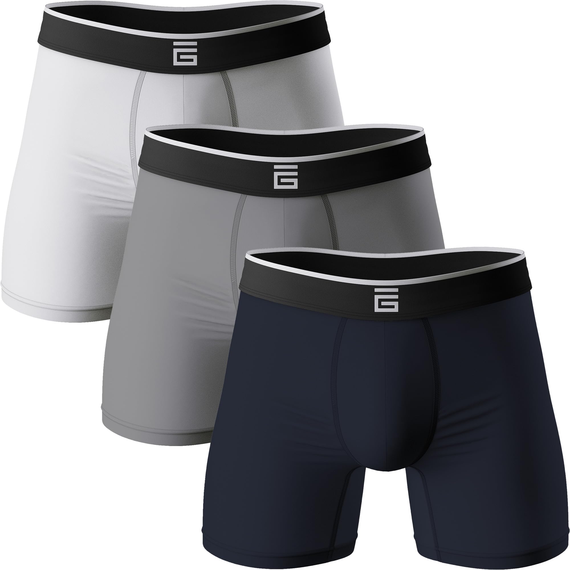 Giovici Mens Boxers Bamboo Anti Chafing Soft Comfortable Boxer Briefs Longer Leg - Boxer Shorts Multipack - Moisture Wicking Technology (3 Pack, Multi, XL)